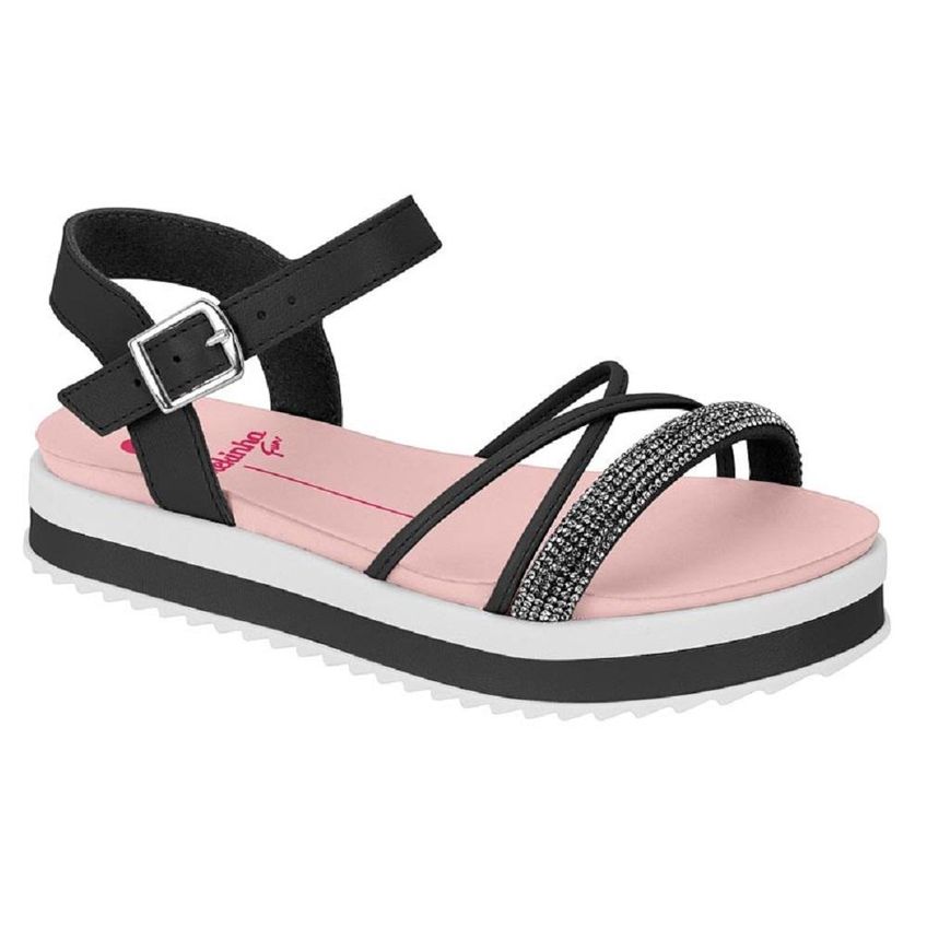 Sandalia Molekinha Ref 2305.1565.27227 Preto/rosa 033 - imagem 3