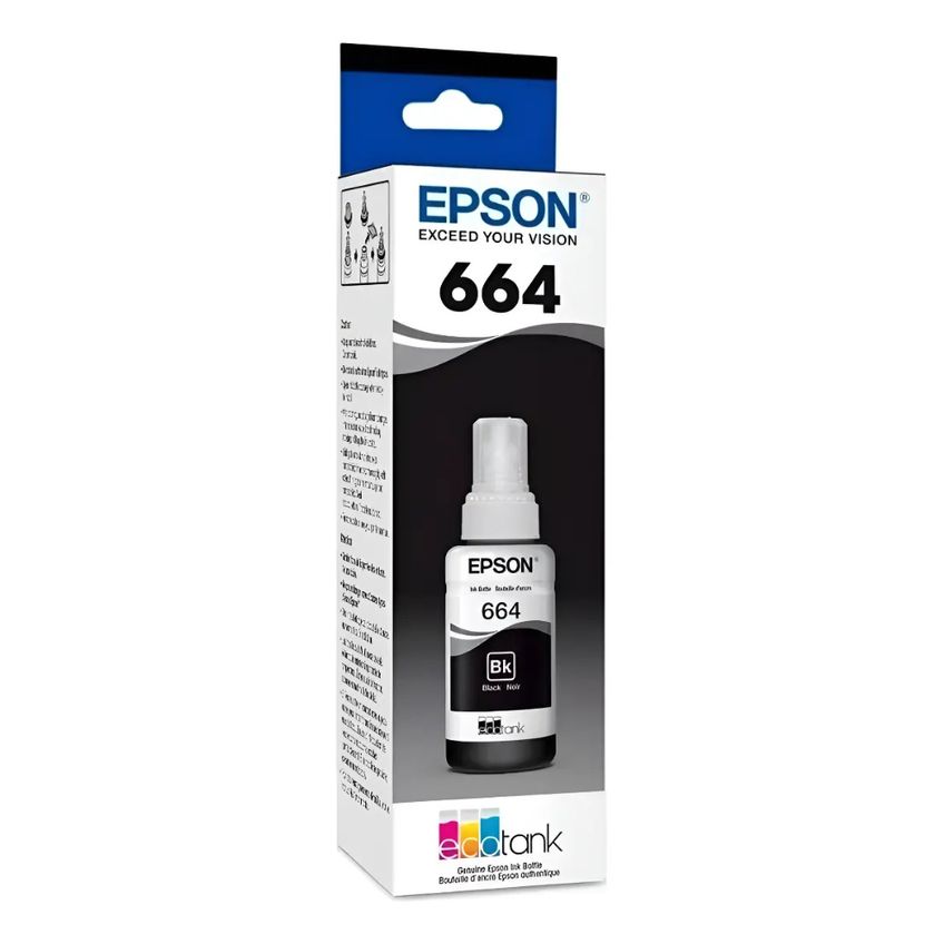 Tinta Epson T664 Ecotank L365 L200 L495 L656 L220 Preto - imagem 3