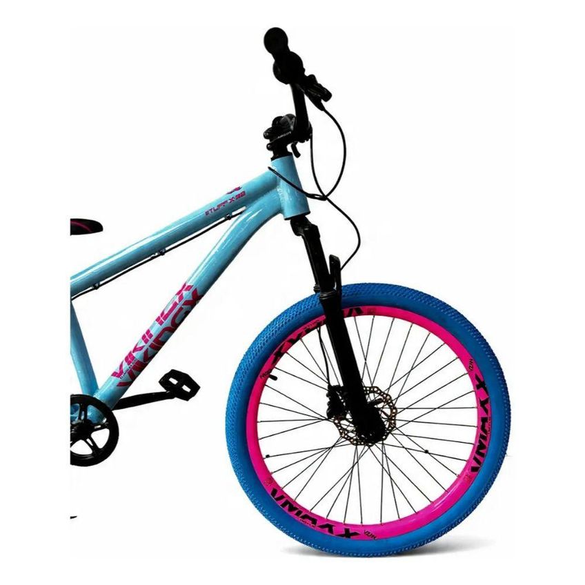 Bicicleta Viking-x Tuff38 Aro 26 Alumínio Single Speed Azul Celeste E Rosa - imagem 3