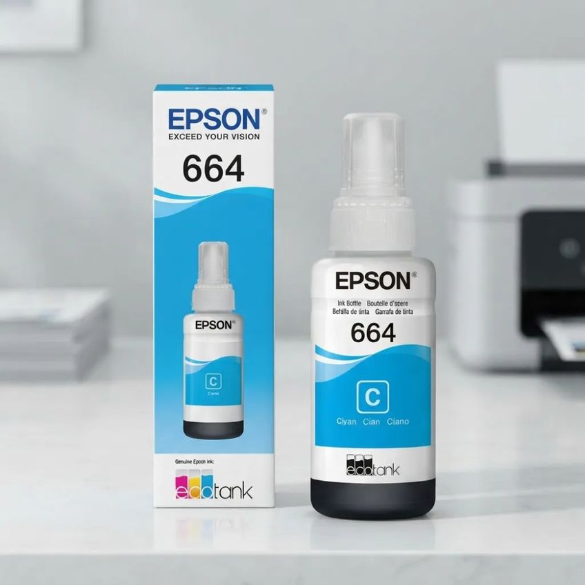 Tinta Epson T664220 Ecotank L365 L200 L495 L656 L220 Ciano - imagem 4