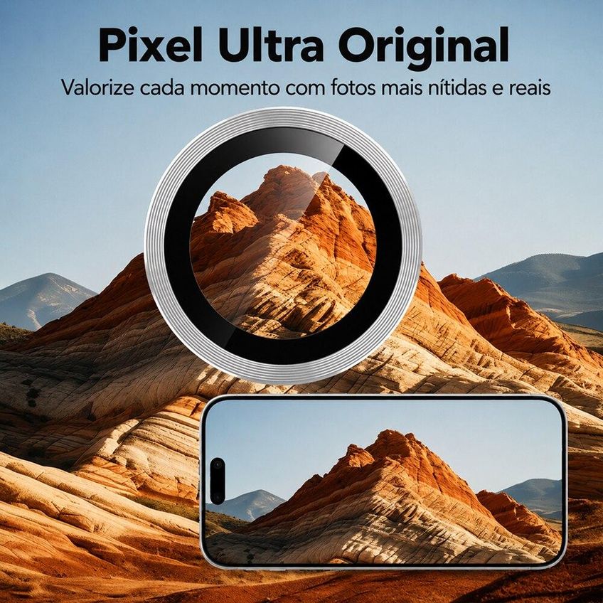 Película De Câmera Aro iPhone 14 Pro / 14 Pro Max Originais Iplace Prata - imagem 3