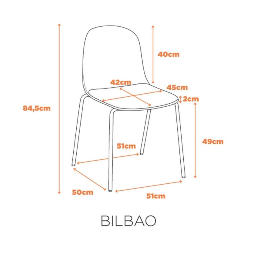 Cadeira Bilbao Assento Em Polipropileno Com Almofada E Base Em Aço Com Pintura Epóxi Nude Nude - imagem 3