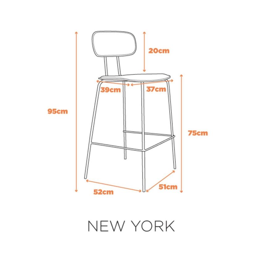 Kit Com 2 Banquetas New York Assento Em Courino E Pés Em Aço Carbono - Cor Caramelo Caramelo - imagem 3