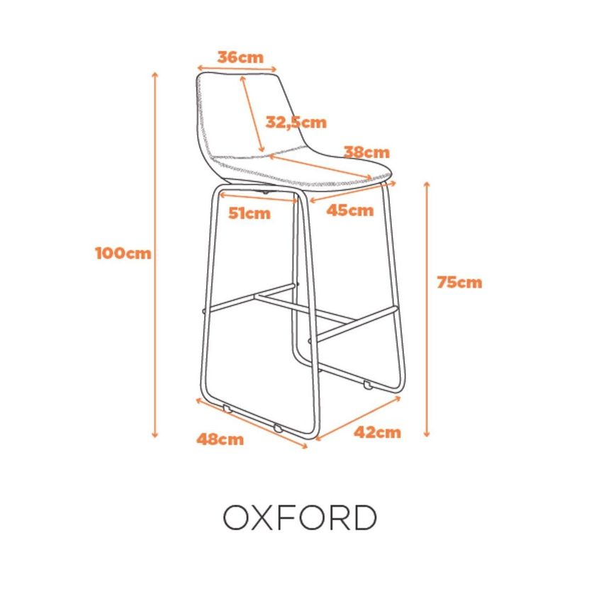 Banqueta Oxford Em Couro Ecológico E Base Em Aço - Cor Preto Preto - imagem 3