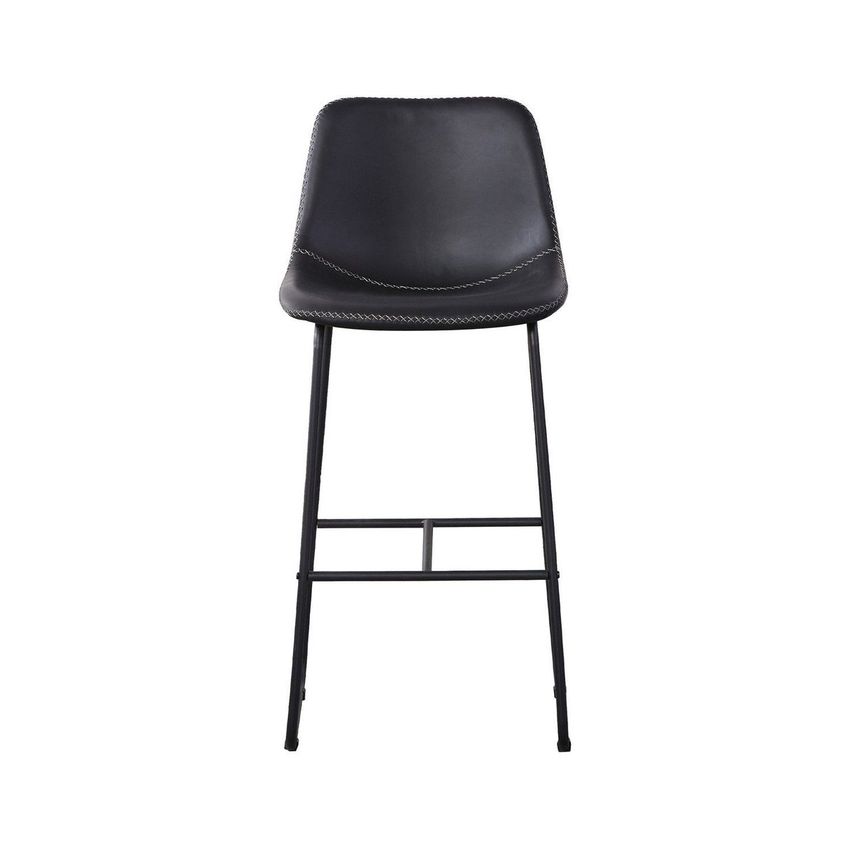 Banqueta Oxford Em Couro Ecológico E Base Em Aço - Cor Preto Preto - imagem 4