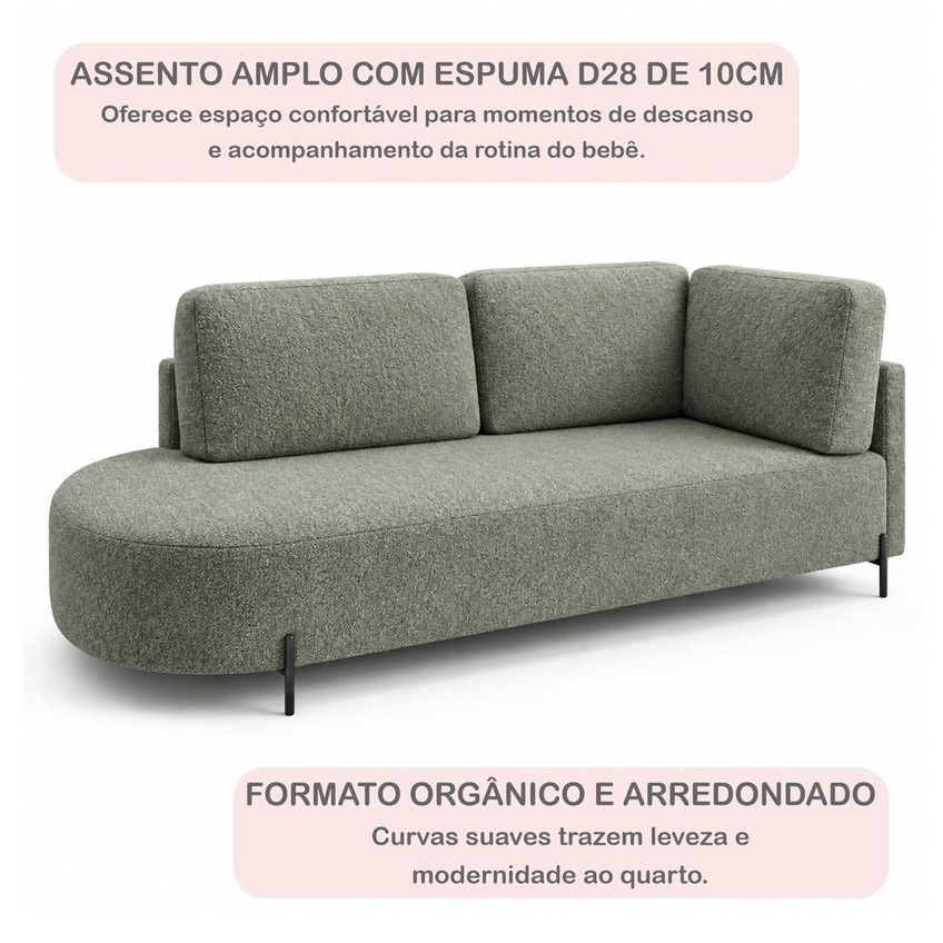 Cama Babá Infantil Orgânica Lado Esquerdo Para Quarto De Bebê Afeto Cinza - imagem 4