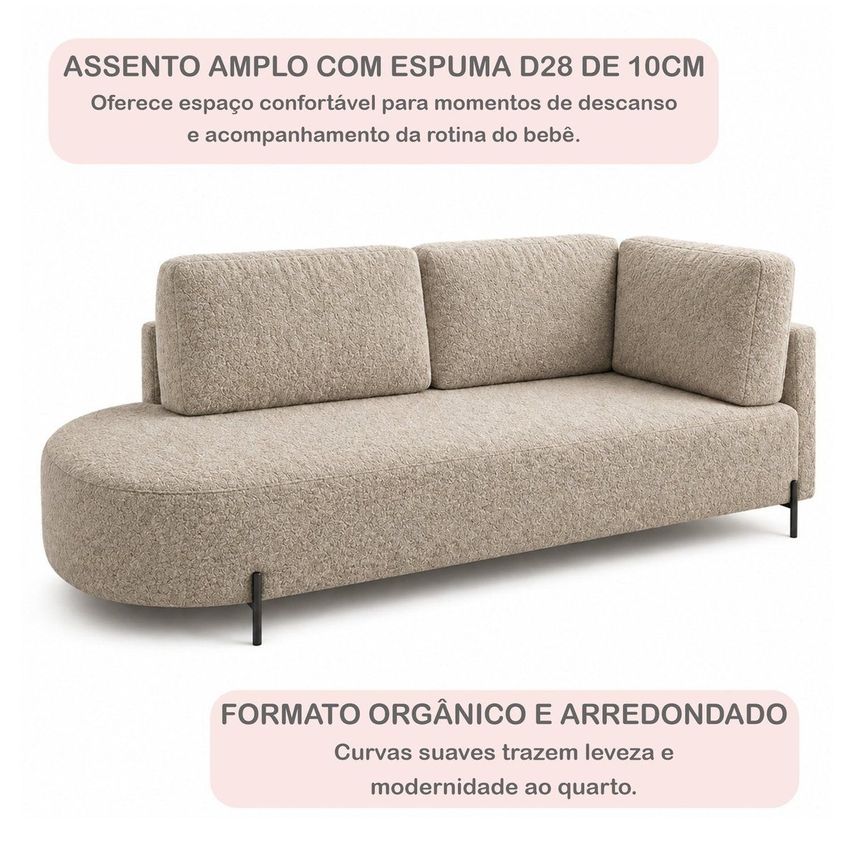 Cama Babá Infantil Orgânica Lado Esquerdo Para Quarto De Bebê Afeto Bege - imagem 4