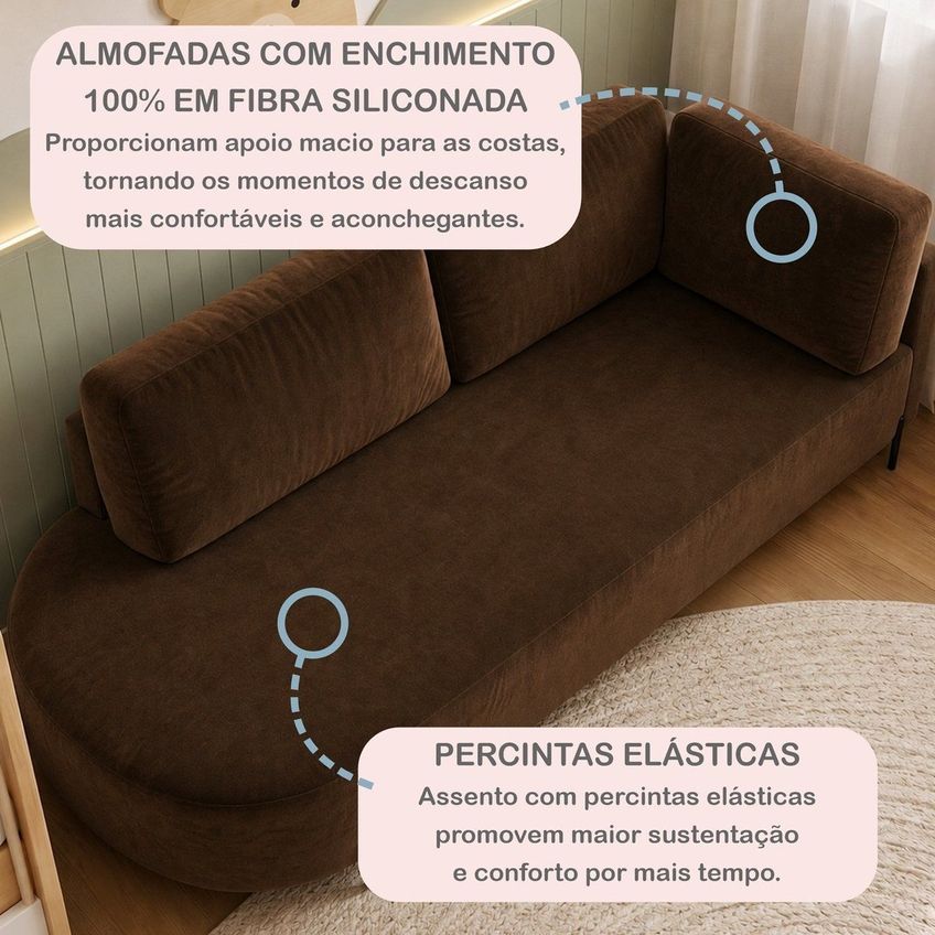 Cama Babá Infantil Orgânica Lado Esquerdo Para Quarto De Bebê Afeto Marrom - imagem 5