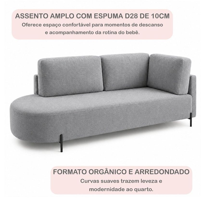 Cama Babá Infantil Orgânica Lado Esquerdo Para Quarto De Bebê Afeto Gelo - imagem 4