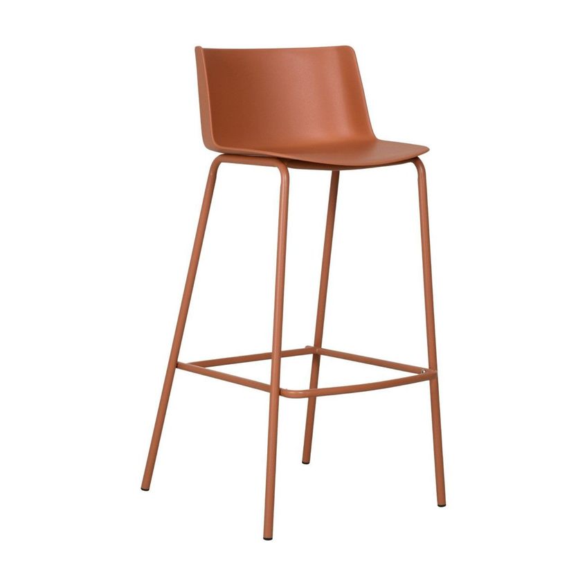 Kit Com 2 Banquetas Ipanema Alta Para Cozinha Em Polipropileno E Base Em Aço Pintado - Terracota - imagem 3