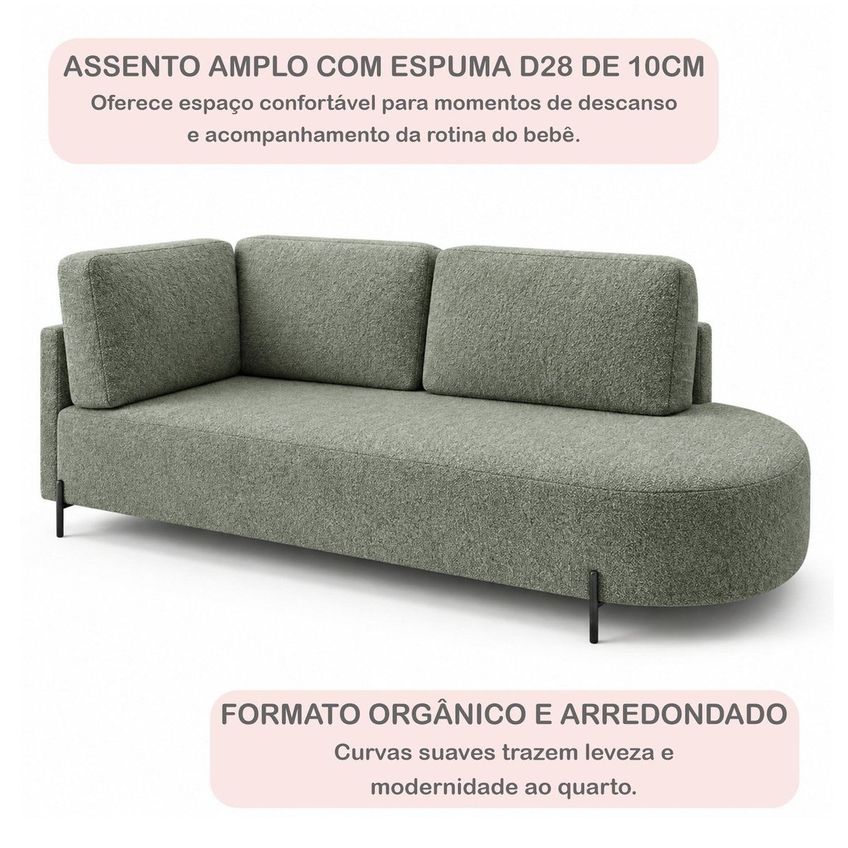 Cama Babá Infantil Orgânica Lado Direito Para Quarto De Bebê Afeto Verde - imagem 4