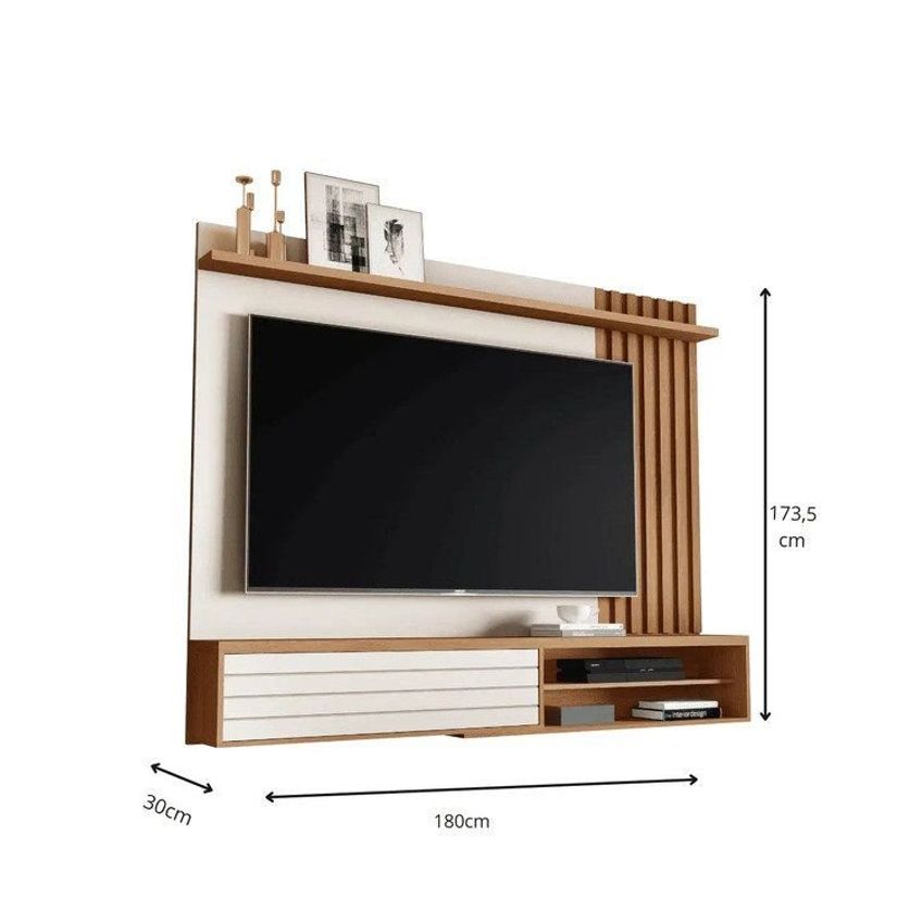 Home Ripado Suspenso Munique Para TV Até 72 Polegadas Com 1 Porta Que Abre No Toque Da Mão Nature - imagem 3