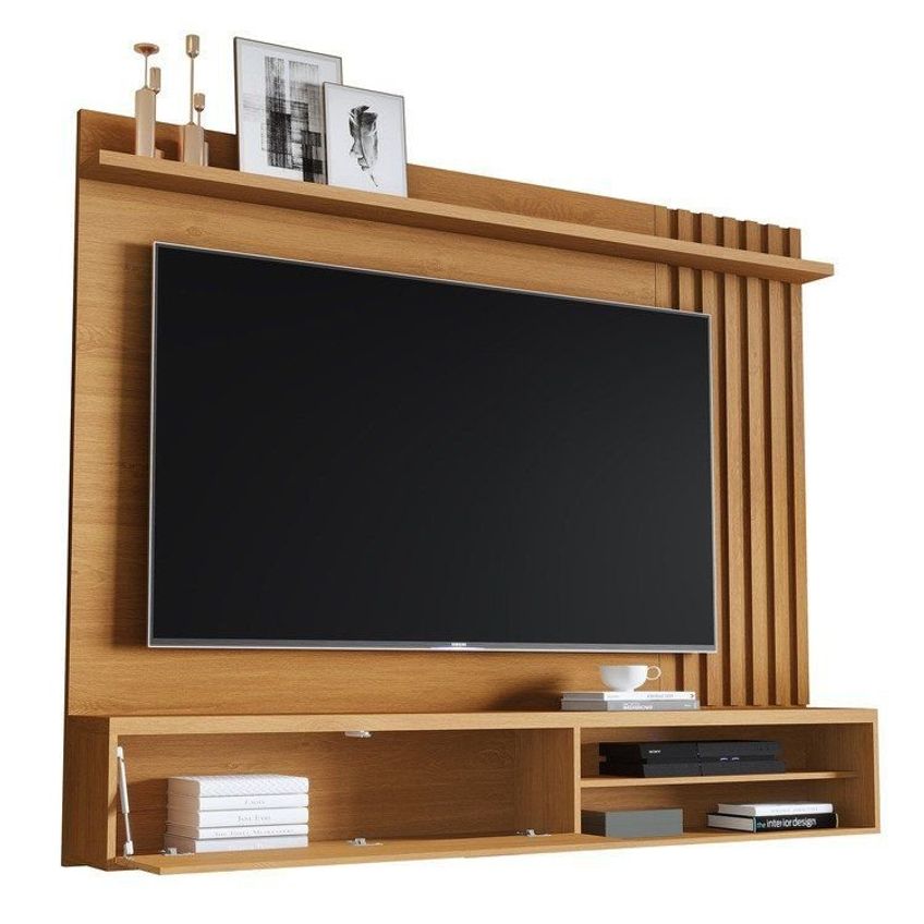 Home Ripado Suspenso Munique Para TV Até 72 Polegadas Com 1 Porta Que Abre No Toque Da Mão Nature - imagem 5