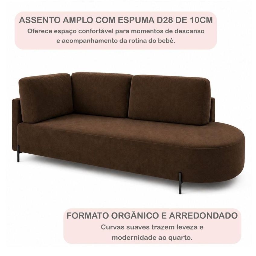 Cama Babá Infantil Orgânica Lado Direito Para Quarto De Bebê Afeto Marrom - imagem 4