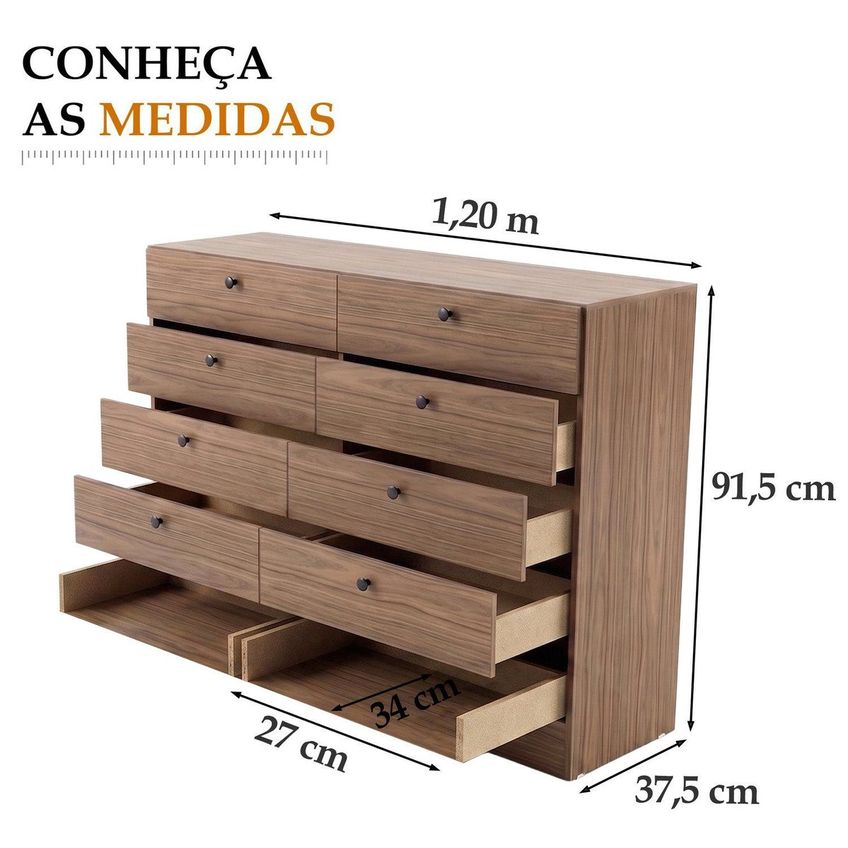 Cômoda Para Quarto 10 Gavetas Linea Champagne - imagem 3