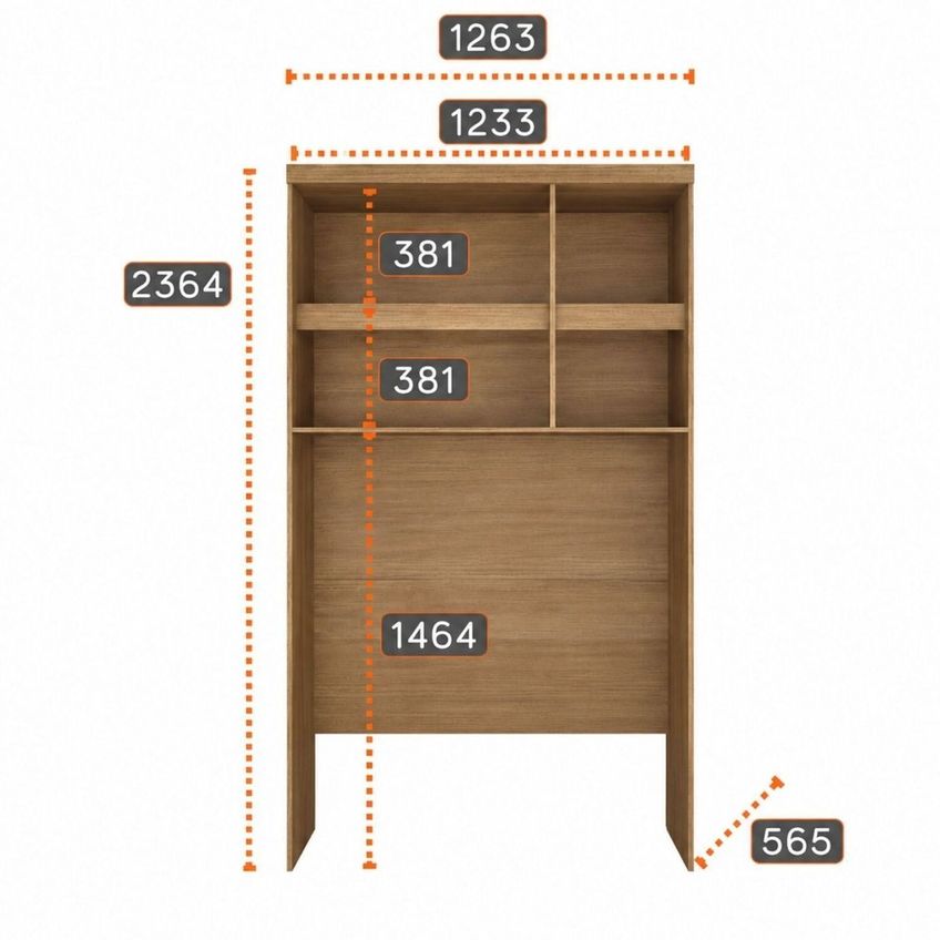 Módulo De Guarda Roupa Aéreo Cabeceira Solteiro 126,3cm 100% Mdf Cairo Cinamomo Fendi - imagem 3