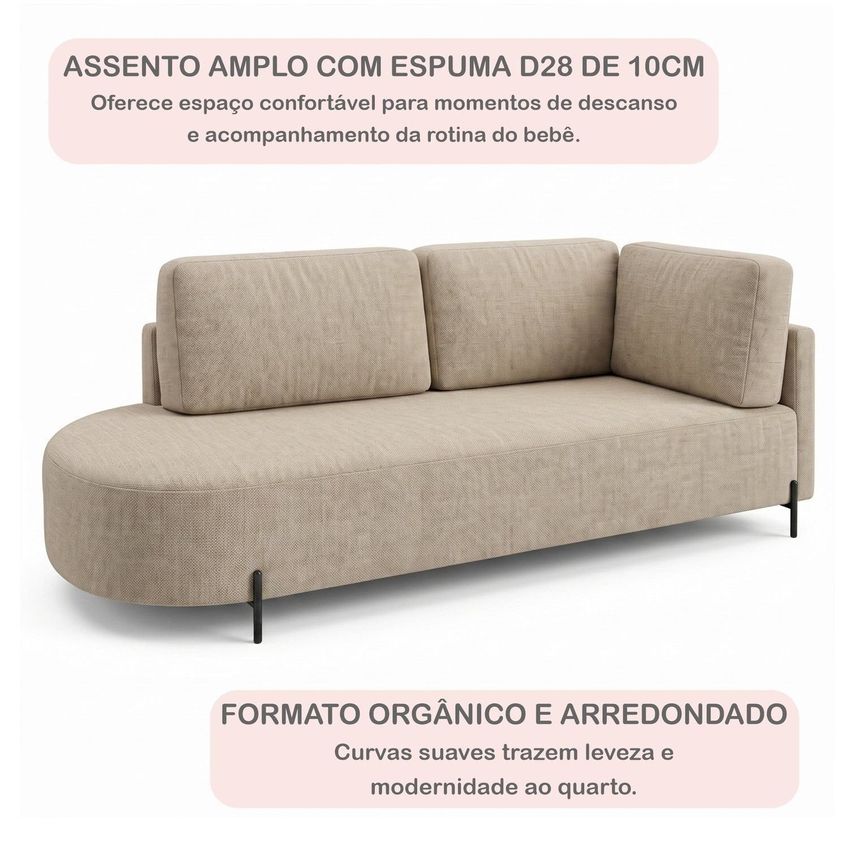 Cama Babá Infantil Orgânica Lado Esquerdo Para Quarto De Bebê Afeto Bege - imagem 4