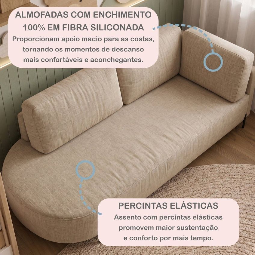 Cama Babá Infantil Orgânica Lado Esquerdo Para Quarto De Bebê Afeto Bege - imagem 5
