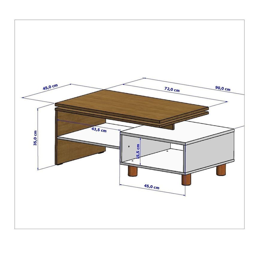 Mesa De Centro Decorativa Lima Tampo Duplo Design Moderno Marrom Freijó/fendi - imagem 3