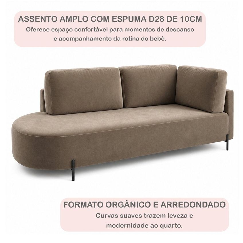Cama Babá Infantil Orgânica Lado Esquerdo Para Quarto De Bebê Afeto Bege Escuro - imagem 4