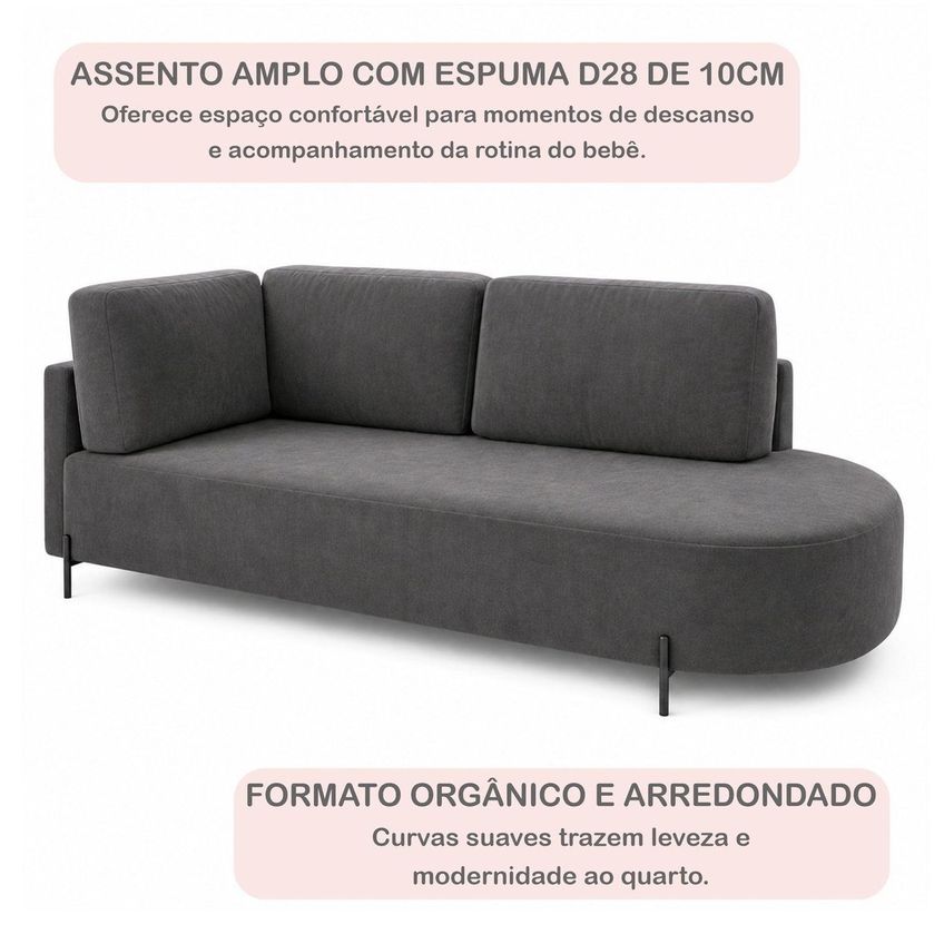 Cama Babá Infantil Orgânica Lado Direito Para Quarto De Bebê Afeto Cinza - imagem 4