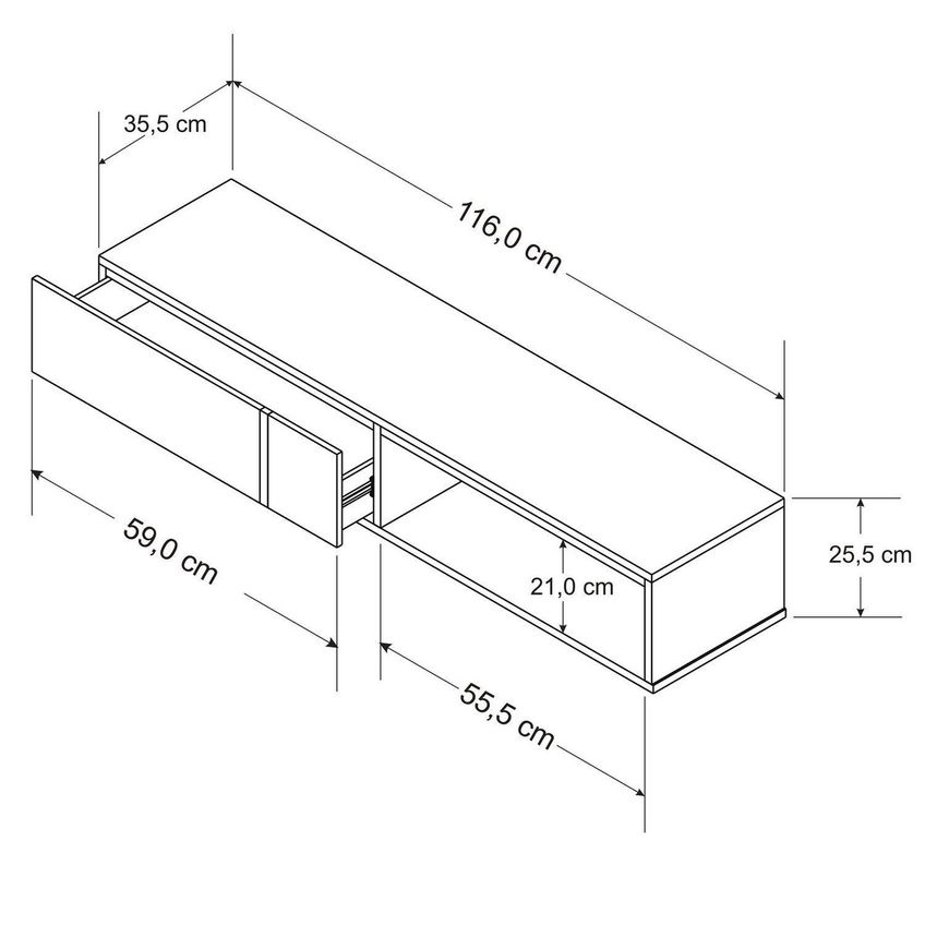 O Rack Suspenso Decor 1.16 Giga Para TV Até 50 Polegadas Em Couro Hanover / Fendi - imagem 3