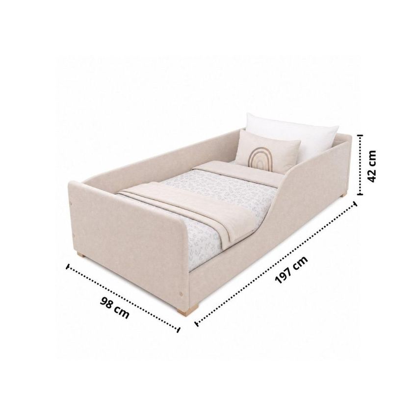 Cama Infantil Estofada Tecido Boucle Creme Tamanho Solteiro Conforto Creme - imagem 3