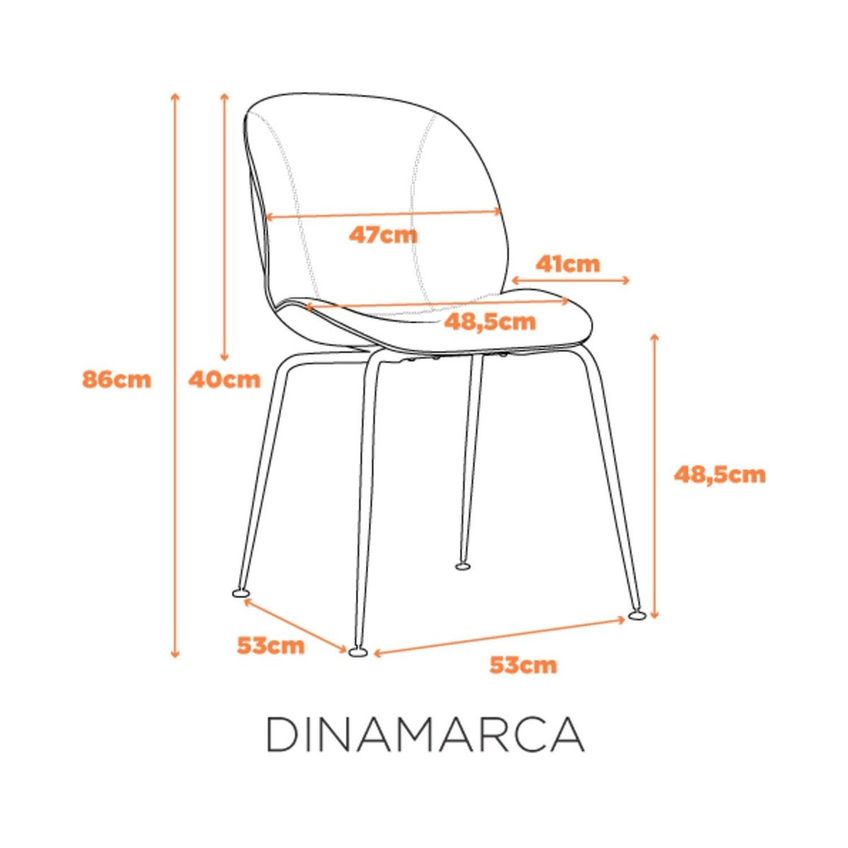 Kit Com 2 Cadeiras Dinamarca Revestimento Em Couro Ecológico Pu E Base Em Aço Carbono - Caramelo Caramelo - imagem 3