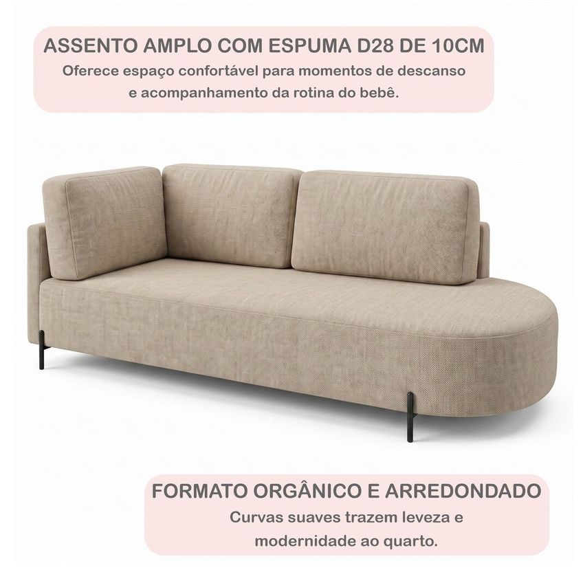 Cama Babá Infantil Orgânica Lado Direito Para Quarto De Bebê Afeto Bege - imagem 4