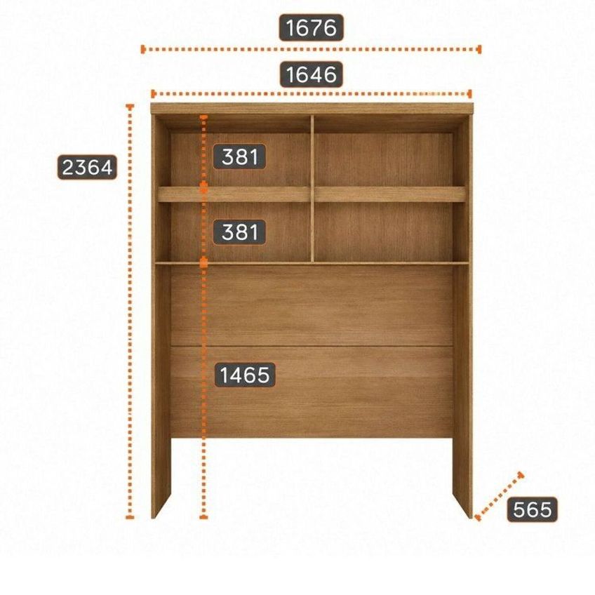 Módulo De Guarda Roupa Aéreo Cabeceira Queen 167,6cm 100% Mdf Cairo Cinamomo Fendi - imagem 3