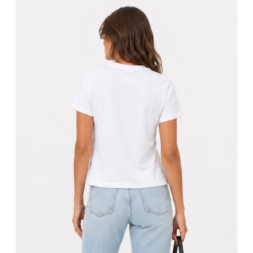 Camiseta Feminina Manga Curta Básica Infinita Cor Branco M - imagem 3