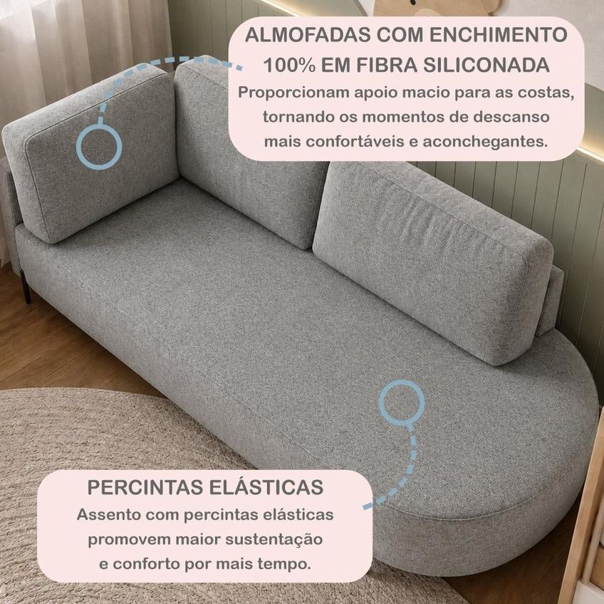 Cama Babá Infantil Orgânica Lado Direito Para Quarto De Bebê Afeto Gelo - imagem 5