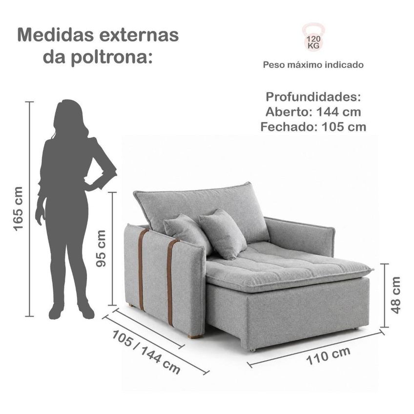 Poltrona De Amamentação Retrátil Base Madeira Maciça Encanto Gelo - imagem 3