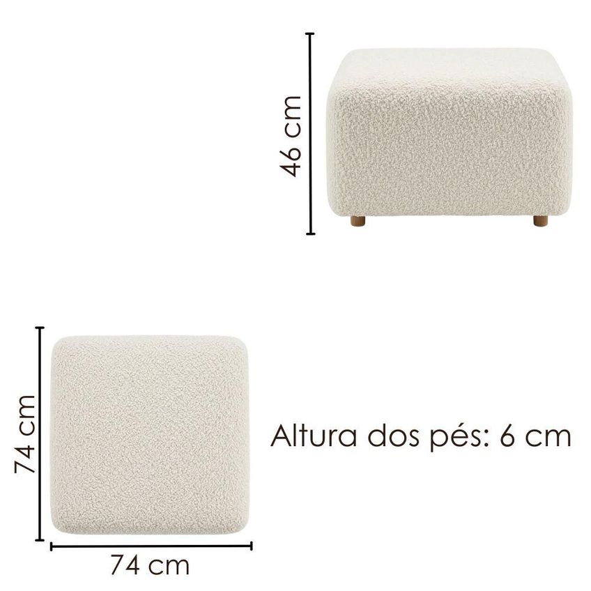 Puff Modular Block 74x74 Cm Pes Madeira Boucle Tce 1010 Moll - imagem 3