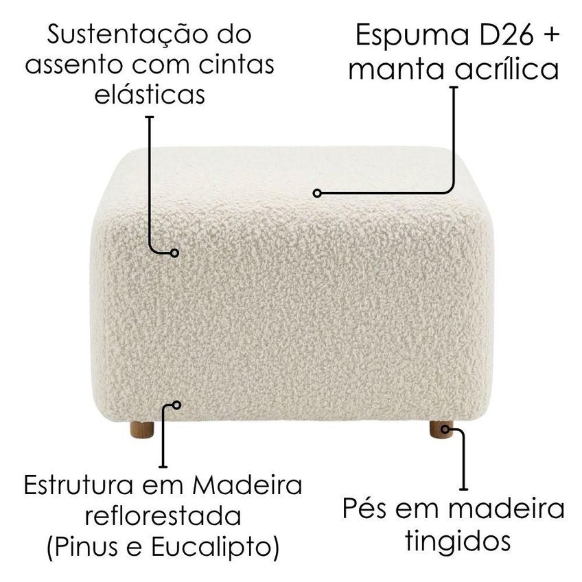 Puff Modular Block 74x74 Cm Pes Madeira Boucle Tce 1010 Moll - imagem 5