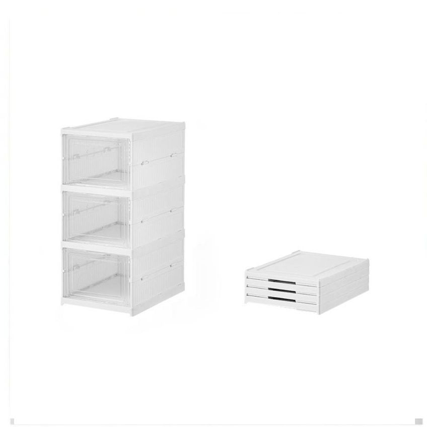 Armário Dobrável 3 Andares Sapateira Organizador de Brinquedos Automático Caixa Empilhável Multiuso - imagem 4