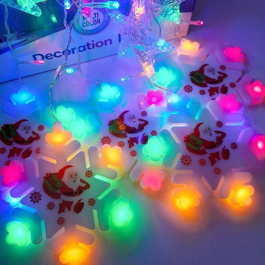 Pisca Cascata Flocos Natal 80 Lâmpadas Leds Baixo Consumo Transparente Colorido 220v - imagem 4