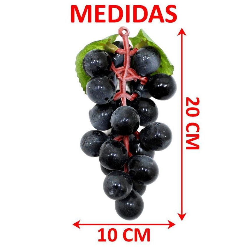 Kit 4 Fruta Artificial Uva Decorativa Silicone Preto Para Decoracao 20cm - imagem 3