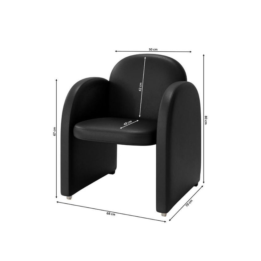 Poltrona Nayara Decorativa Com Espuma D23 Courino Preto E Rodízios Matrix 68cm - imagem 3