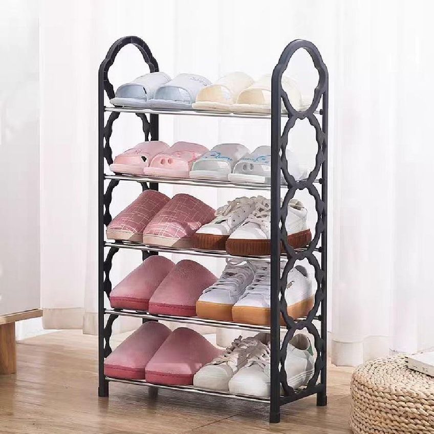 Prateleira Sapateira Vertical Multiuso Organizador Grande 10 Pares Closet Sala Lavanderia Preto Tonde Estante 5 Prateleiras - imagem 3