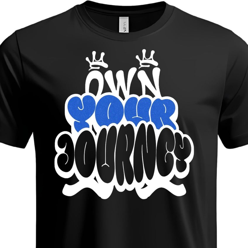 Camiseta Manga Curta Em Algodão Gola Redonda Estampa Own Your Journey Leve Verão Moderna - imagem 3