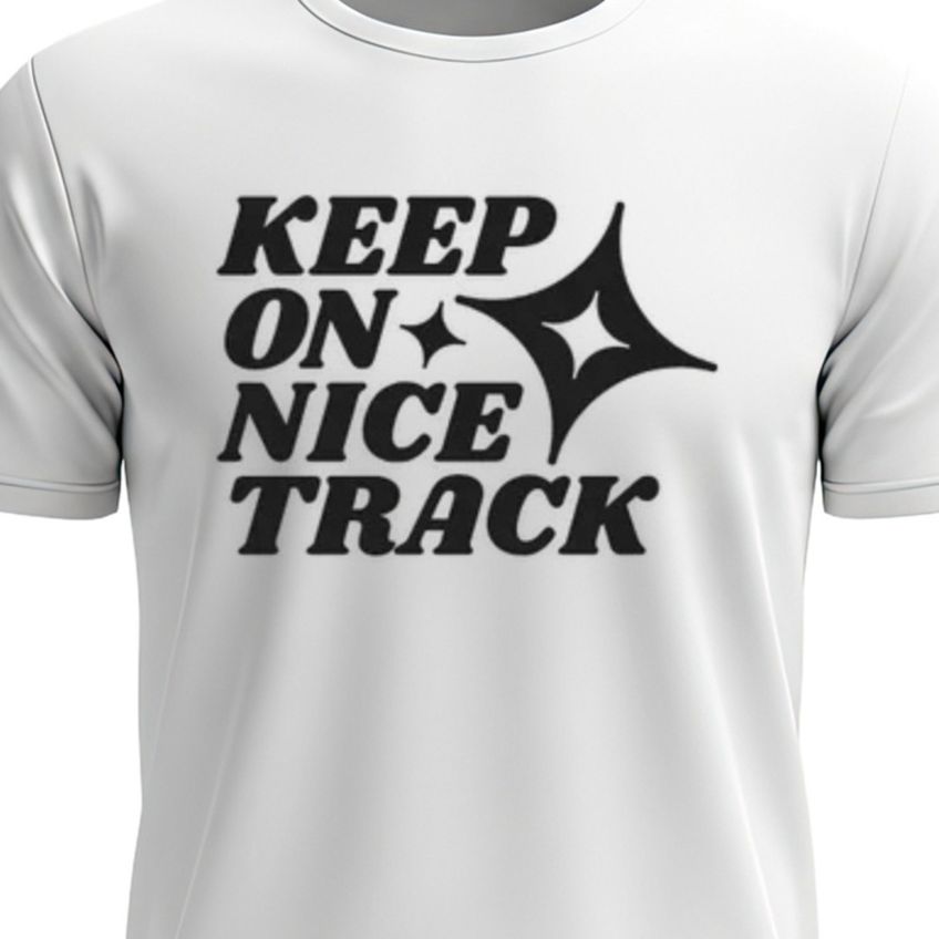 Camiseta Masculina Casual Em Algodão Manga Curta Estampa Keep On Nice Track Tecido Leve Verão - imagem 3