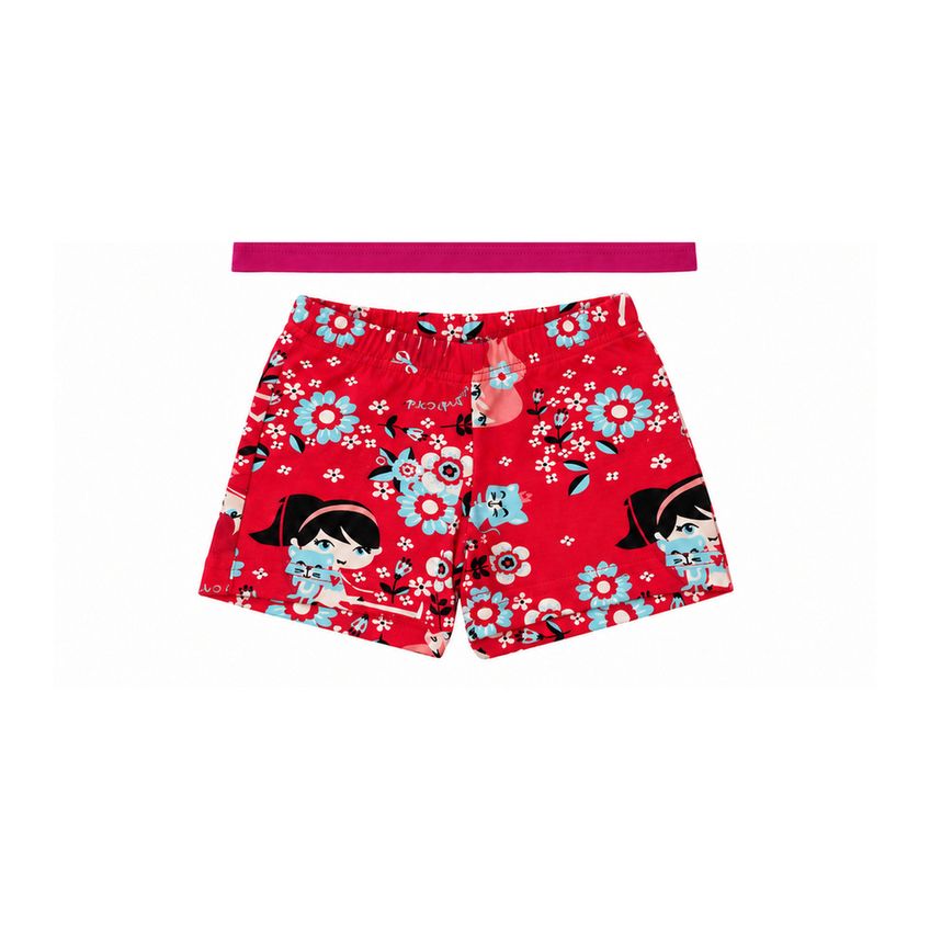 Conjunto Camiseta E Shorts Infantil Menina Básico Em Algodão Macio Estampa Dragão Verão - imagem 4