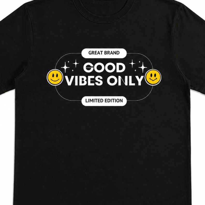 Camiseta Manga Curta Algodão Macia Estampa Good Vibes Only Leve Confortável Respirável - imagem 3