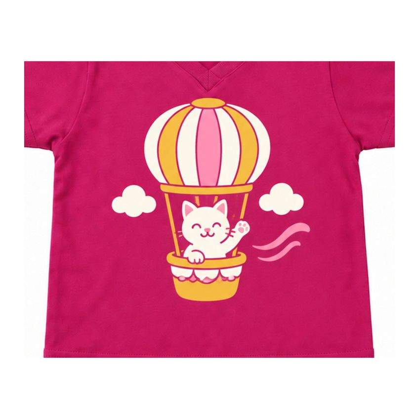 Conjunto Camiseta E Shorts Infantil Menina Basico Em Algodão Macio Gatinho Fofo Mariposa Verão - imagem 3