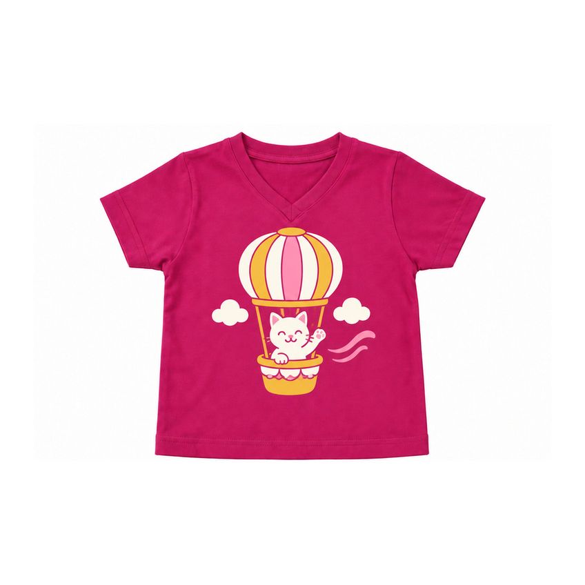 Conjunto Camiseta E Shorts Infantil Menina Basico Em Algodão Macio Gatinho Fofo Mariposa Verão - imagem 2