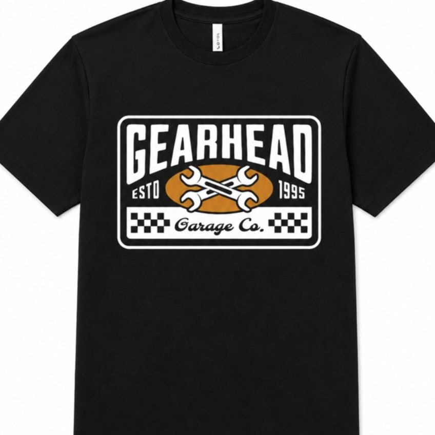 Camiseta Manga Curta Em Algodão Gola Redonda Estampa Gearhead Garage Macia Leve Casual Dia A Dia - imagem 3
