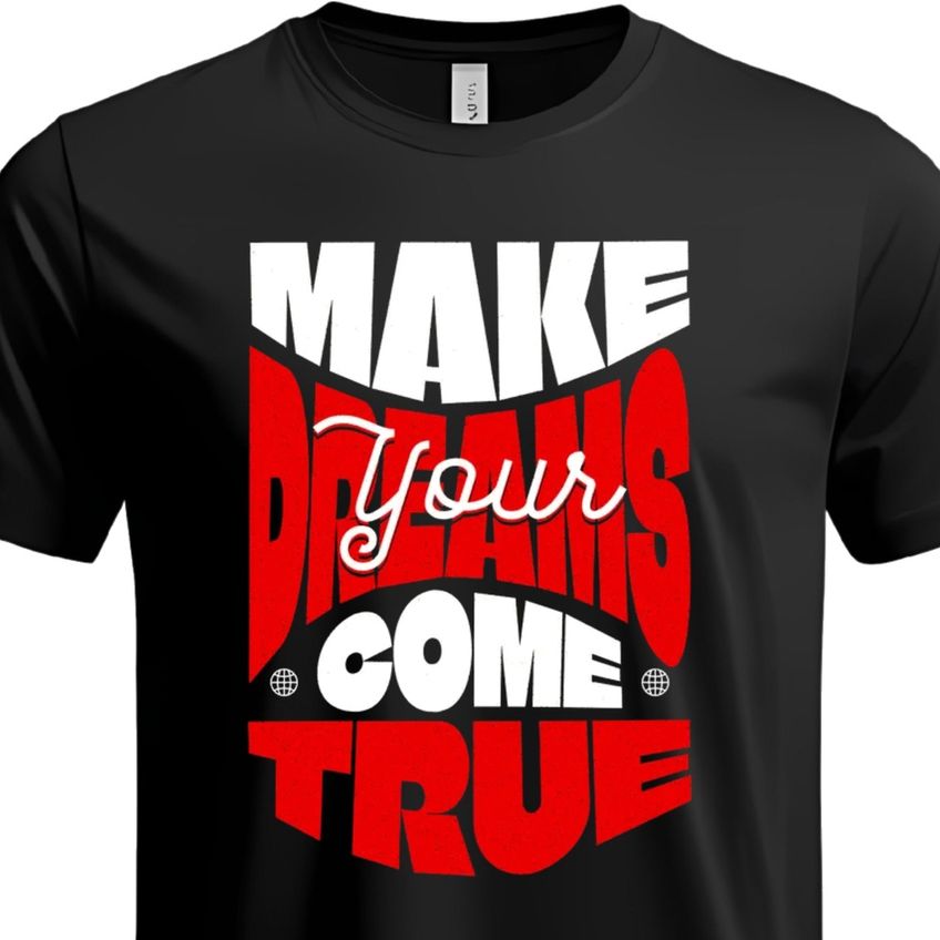 Camiseta Básica Manga Curta em Algodão Estampa Make Your Dreams Leve Confortável Respirável - imagem 3