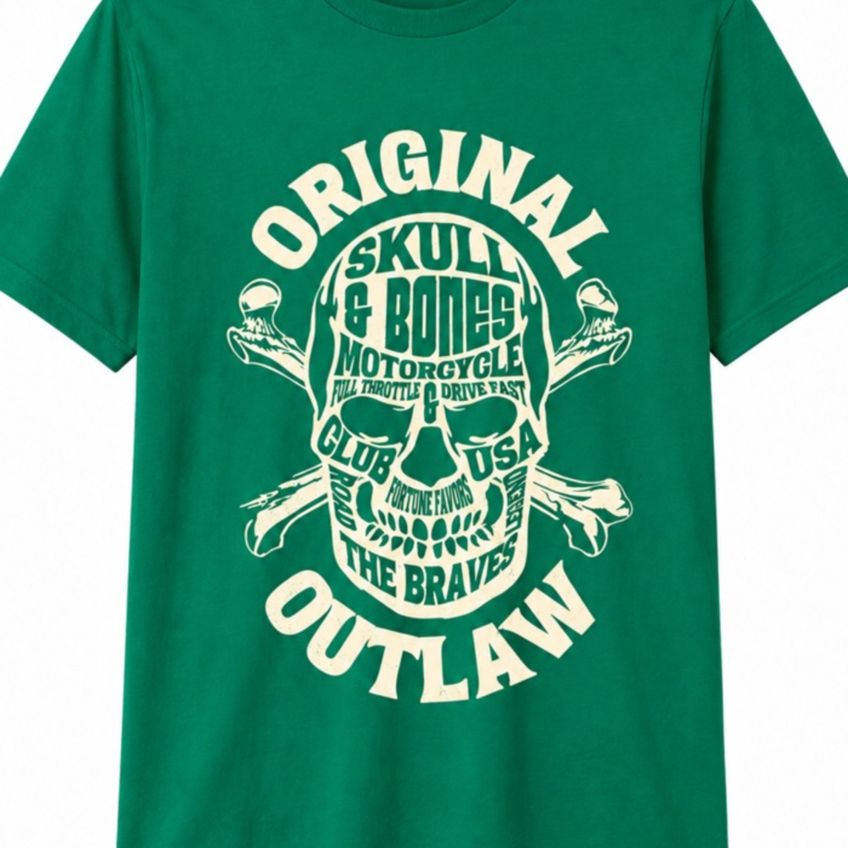 Camiseta Masculina Manga Curta Em Algodão Estampa Original Outlaw Leve Confortável Gola Redonda - imagem 3