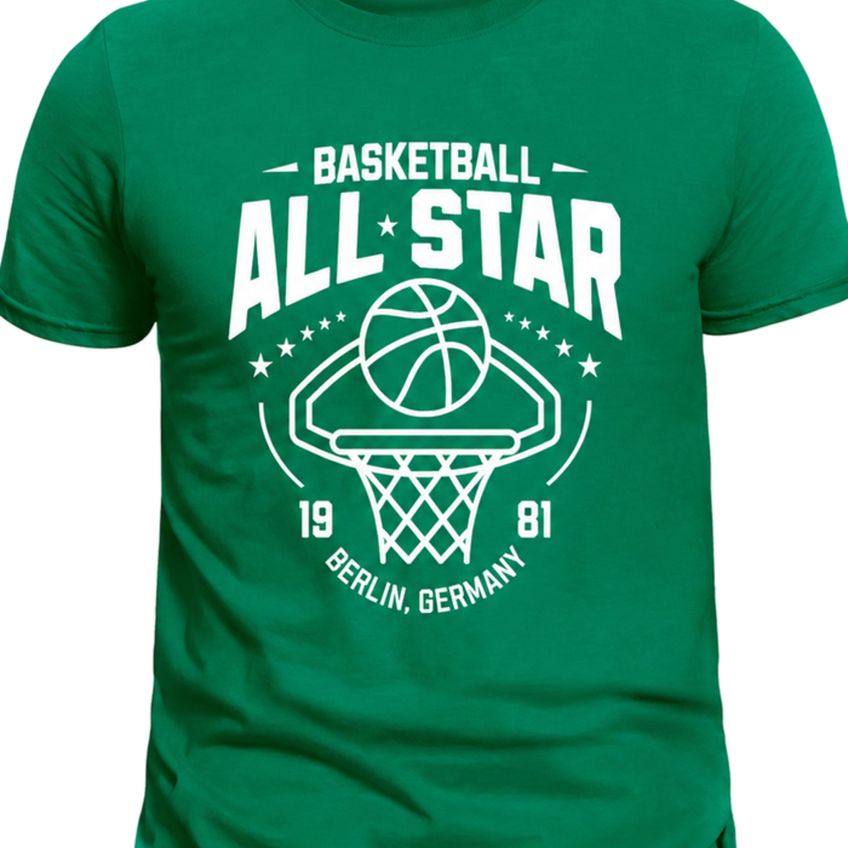 Camiseta Manga Curta Em Algodão Gola Redonda Estampa Basketball Macia Leve Confortável Verão - imagem 3